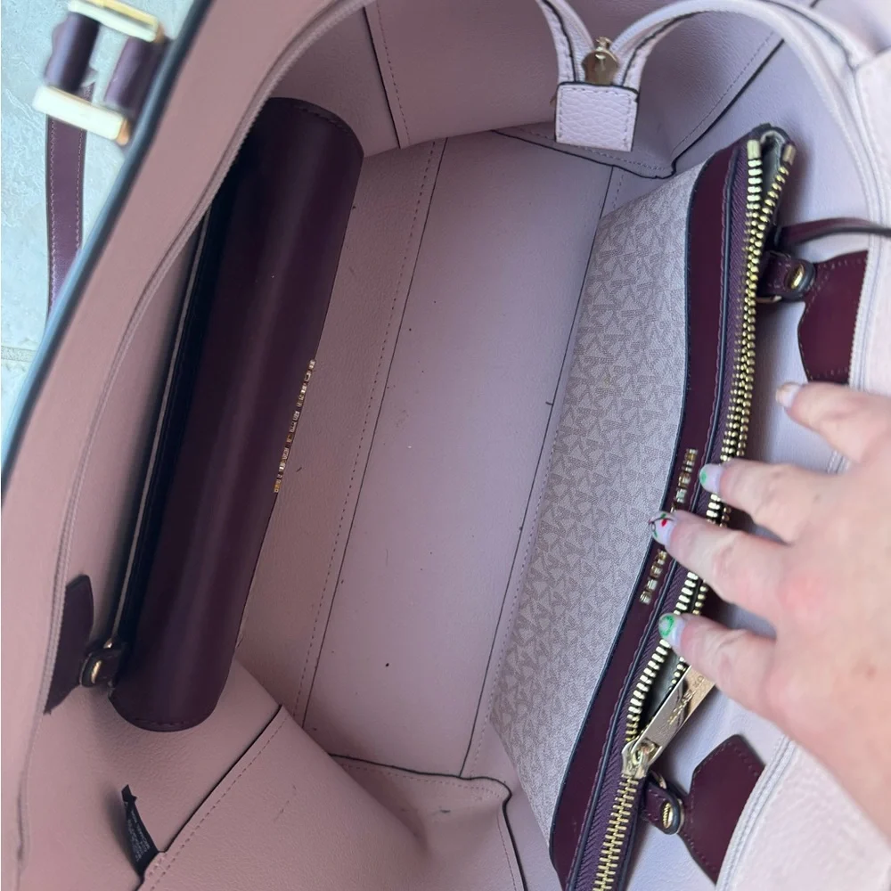 Michael Kors Light Pink Tote with Dark Brown Accents - Picture 3 of 7